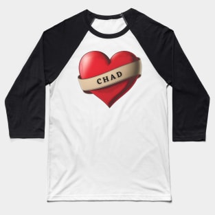 Chad - Lovely Red Heart With a Ribbon Baseball T-Shirt